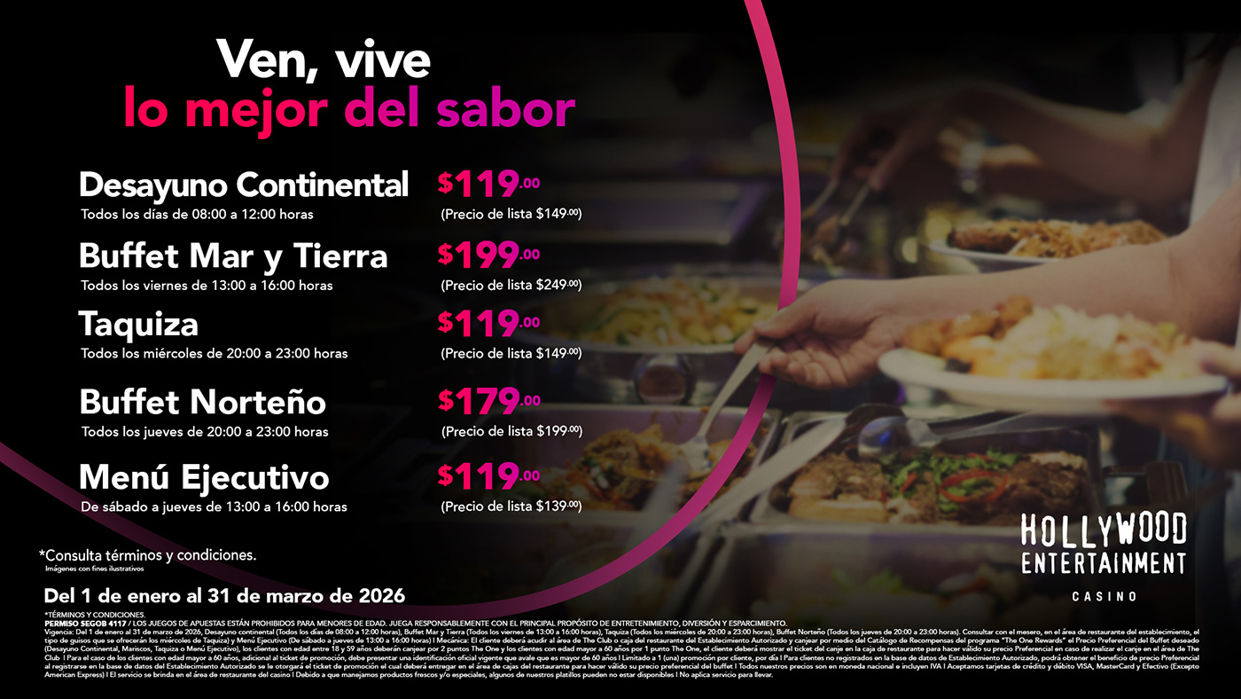 Disfruta tu Buffet ahora a precio preferencial